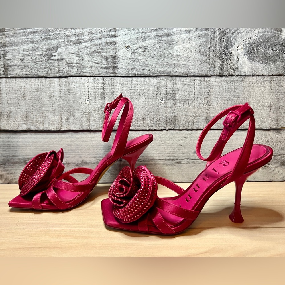 GIANNI BINI NEW IMAN RHINESTONE ROSE SQUARE TOE DRESS SANDAL - Picture 5 of 7